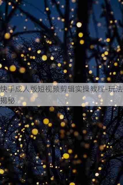 快手成人版短视频剪辑实操教程-玩法揭秘