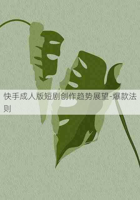 快手成人版短剧创作趋势展望-爆款法则