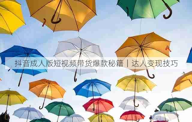 抖音成人版短视频带货爆款秘籍|达人变现技巧